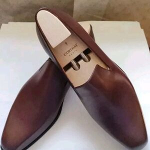 Corthay $2500 Brown Leather Slip-On Loafers 9.5 US(Shoe Trees For Display Only)